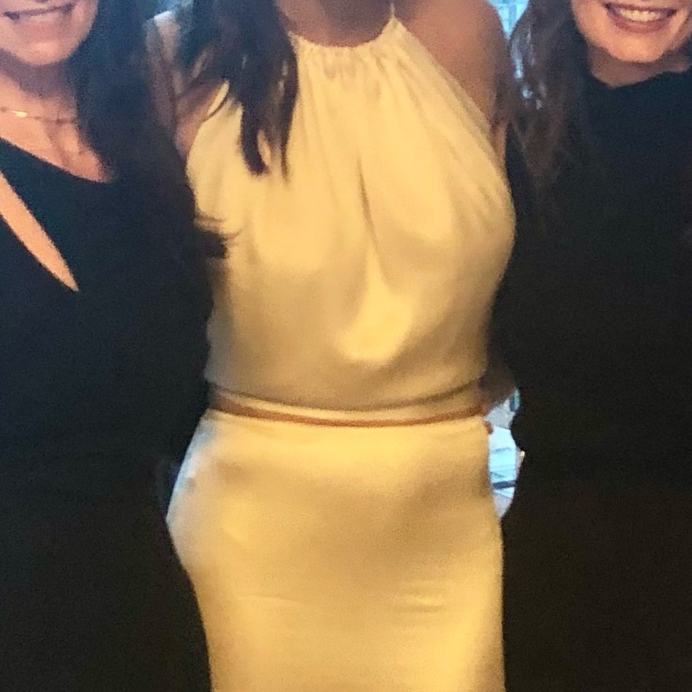 Intermix Harmur High Neck / Backless Silk Halter. Ivory, Size M